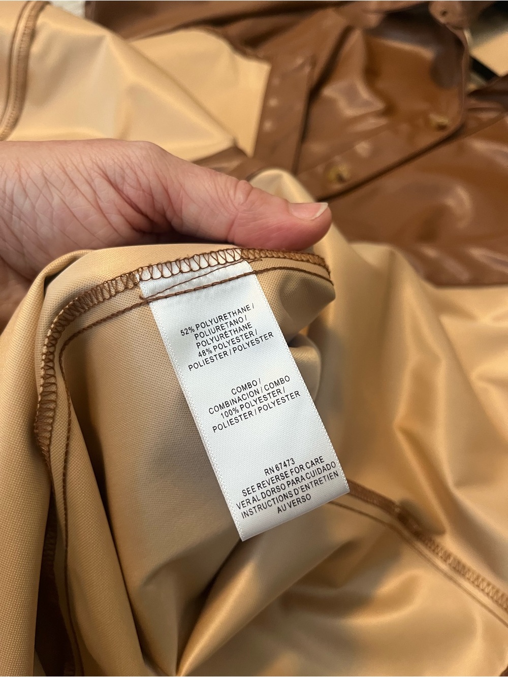 Maison Tara Cognac Faux Leather Puff-Sleeve Button-Front Mini Dress - Picture 12 of 16